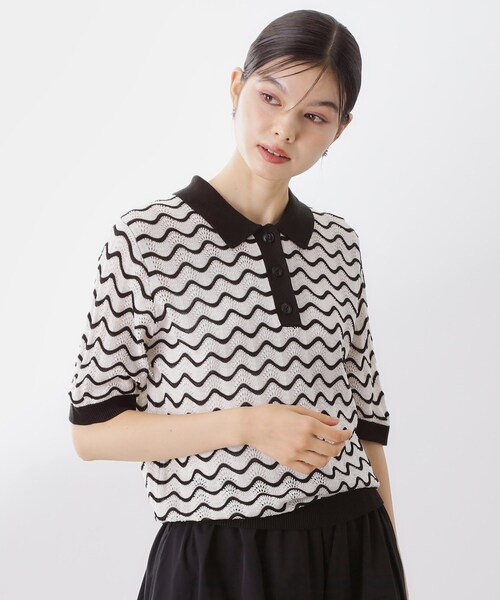 THE SHOP TK (ザ ショップ ティーケー )の「柄アソートポロニットシャツ【洗濯機OK】(ニット/セーター・レディース・ブラック系2/グリーン系その他4/アイボリー系2/ブラック系3/ブルー系3/ダークブラウン系3・12/13)」の5枚目の写真