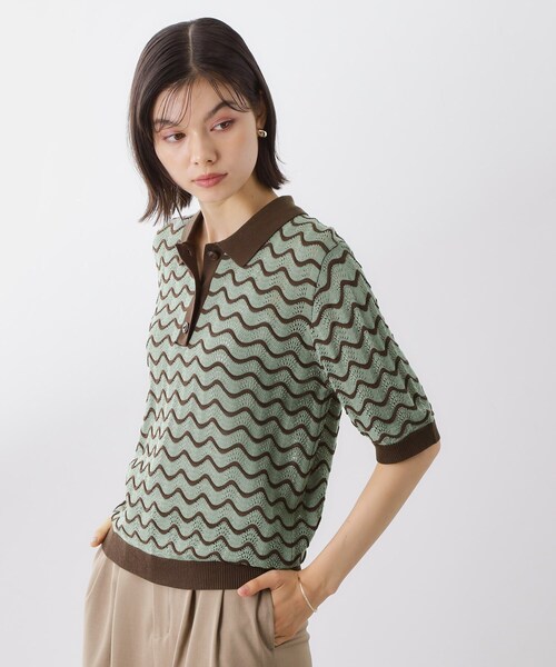 THE SHOP TK (ザ ショップ ティーケー )の「柄アソートポロニットシャツ【洗濯機OK】(ニット/セーター・レディース・ブラック系2/グリーン系その他4/アイボリー系2/ブラック系3/ブルー系3/ダークブラウン系3・12/13)」の7枚目の写真