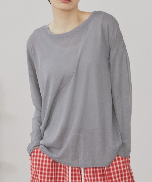 MERLOT(メルロー)の「ベーシックカラーシアーロンT(Tシャツ/カットソー・レディース・チャコールグレー/イエロー/ホワイト/ライトブルー・FREE)」の2枚目の写真