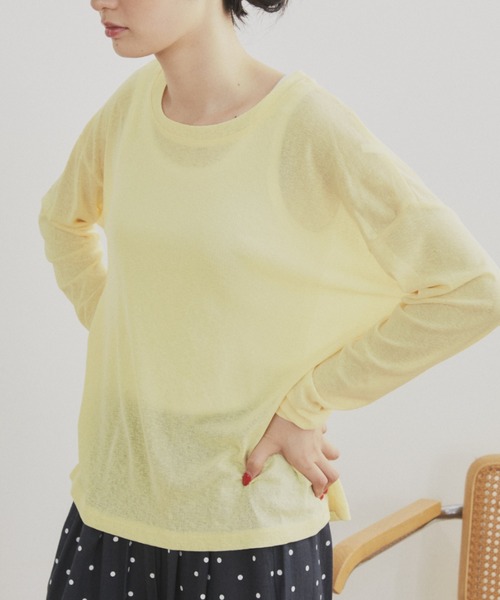 MERLOT(メルロー)の「ベーシックカラーシアーロンT(Tシャツ/カットソー・レディース・チャコールグレー/イエロー/ホワイト/ライトブルー・FREE)」の4枚目の写真