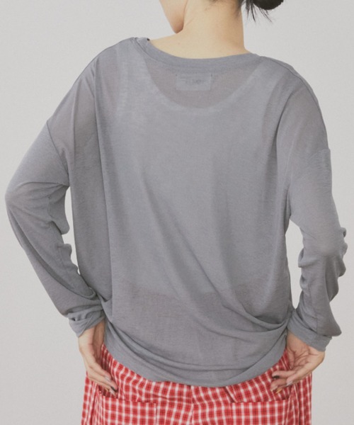 MERLOT(メルロー)の「ベーシックカラーシアーロンT(Tシャツ/カットソー・レディース・チャコールグレー/イエロー/ホワイト/ライトブルー・FREE)」の7枚目の写真