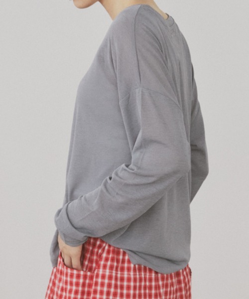 MERLOT(メルロー)の「ベーシックカラーシアーロンT(Tシャツ/カットソー・レディース・チャコールグレー/イエロー/ホワイト/ライトブルー・FREE)」の6枚目の写真