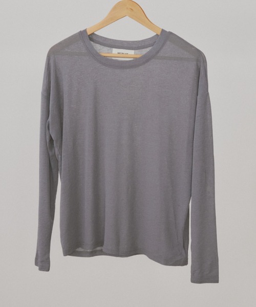 MERLOT(メルロー)の「ベーシックカラーシアーロンT(Tシャツ/カットソー・レディース・チャコールグレー/イエロー/ホワイト/ライトブルー・FREE)」の12枚目の写真