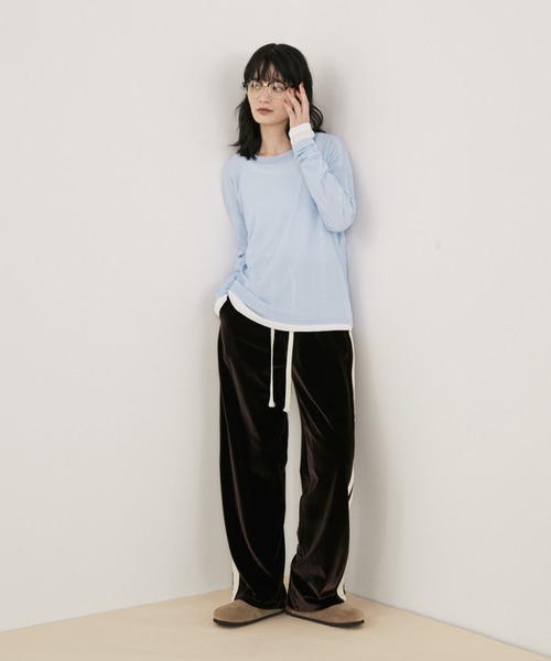 MERLOT(メルロー)の「ベーシックカラーシアーロンT(Tシャツ/カットソー・レディース・チャコールグレー/イエロー/ホワイト/ライトブルー・FREE)」の17枚目の写真