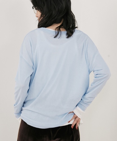 MERLOT(メルロー)の「ベーシックカラーシアーロンT(Tシャツ/カットソー・レディース・チャコールグレー/イエロー/ホワイト/ライトブルー・FREE)」の20枚目の写真