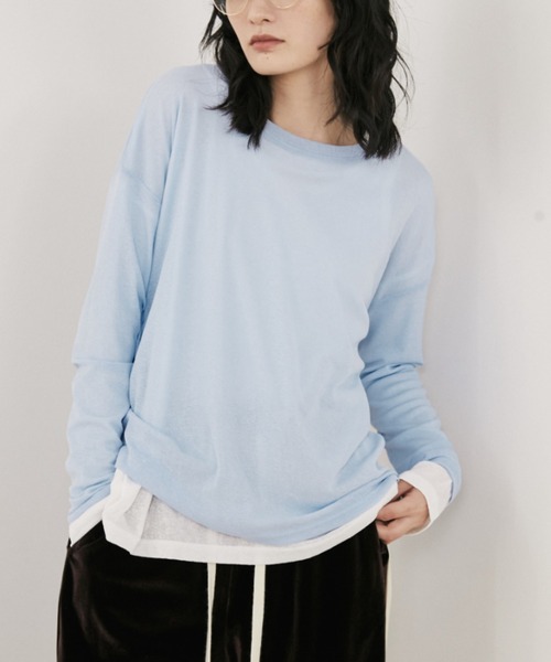 MERLOT(メルロー)の「ベーシックカラーシアーロンT(Tシャツ/カットソー・レディース・チャコールグレー/イエロー/ホワイト/ライトブルー・FREE)」の19枚目の写真