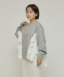 eimiy istoireフリル付きグレー長袖スウェット エイミーイストワール eimy istoire フリルスリーブスウェッ