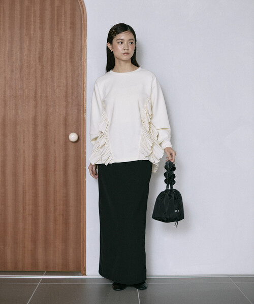 Firsthand（ファーストハンド）の「Firsthand/ファーストハンド フリル ドッキング ダンボール スウェット プルオーバー（スウェット・レディース・ブラック/オフホワイト/グレー・FREE）」の11枚目の写真