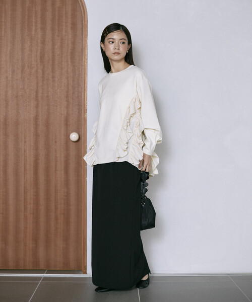 Firsthand（ファーストハンド）の「Firsthand/ファーストハンド フリル ドッキング ダンボール スウェット プルオーバー（スウェット・レディース・ブラック/オフホワイト/グレー・FREE）」の12枚目の写真