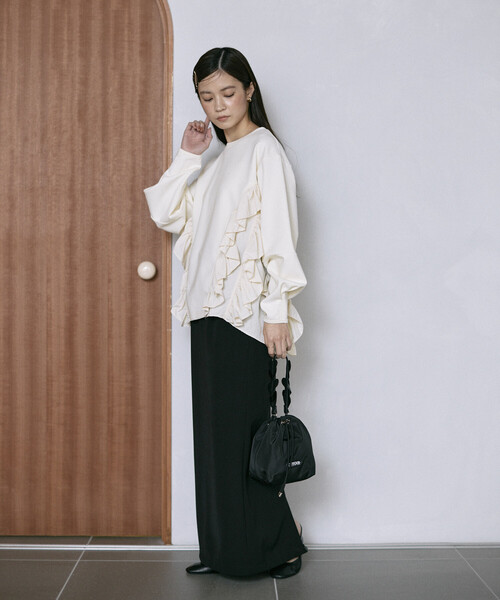 Firsthand（ファーストハンド）の「Firsthand/ファーストハンド フリル ドッキング ダンボール スウェット プルオーバー（スウェット・レディース・ブラック/オフホワイト/グレー・FREE）」の13枚目の写真