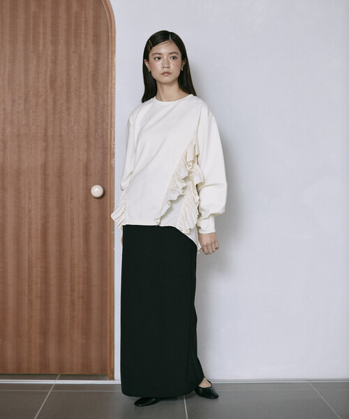 Firsthand（ファーストハンド）の「Firsthand/ファーストハンド フリル ドッキング ダンボール スウェット プルオーバー（スウェット・レディース・ブラック/オフホワイト/グレー・FREE）」の16枚目の写真