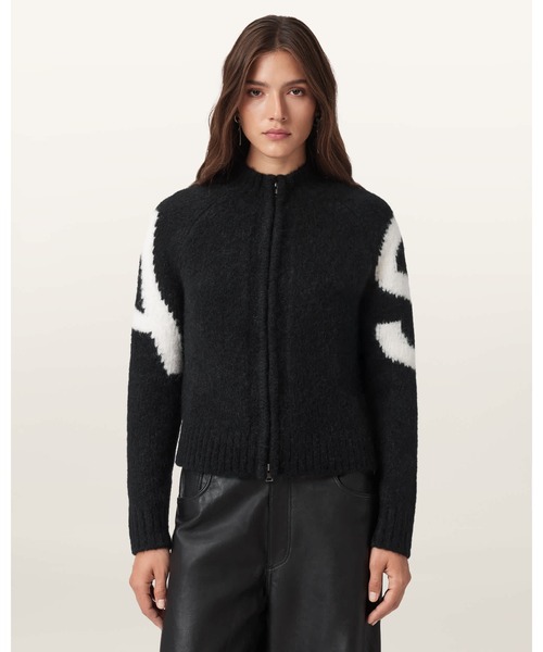 ALLSAINTS(オールセインツ)の「SYLVIE SLIM FIT CARDIGAN | SYLVIE スリム フィット カーディガン(カーディガン/ボレロ・レディース・ブラック×ホワイト・XS/S/M/L)」の1枚目の写真