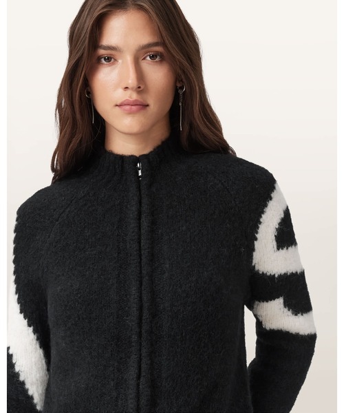 ALLSAINTS(オールセインツ)の「SYLVIE SLIM FIT CARDIGAN | SYLVIE スリム フィット カーディガン(カーディガン/ボレロ・レディース・ブラック×ホワイト・XS/S/M/L)」の2枚目の写真