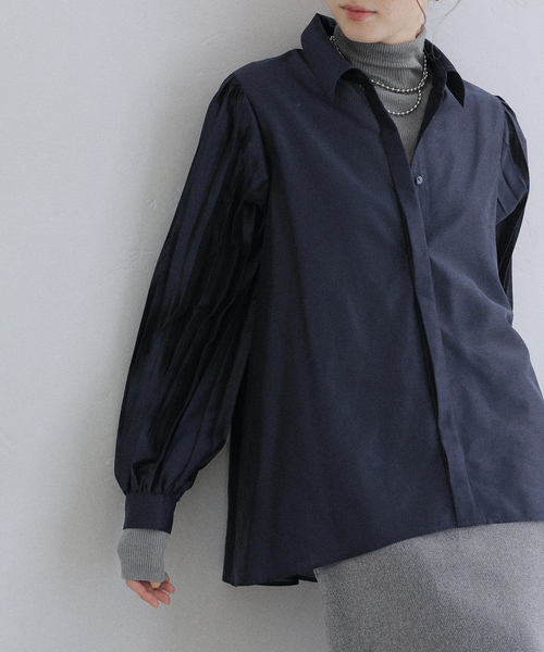 La TOTALITE（ラトータリテ）の「【洗える】オーガンザプリーツブラウス（シャツ/ブラウス・レディース・ベージュ/ネイビー・FREE）」の15枚目の写真