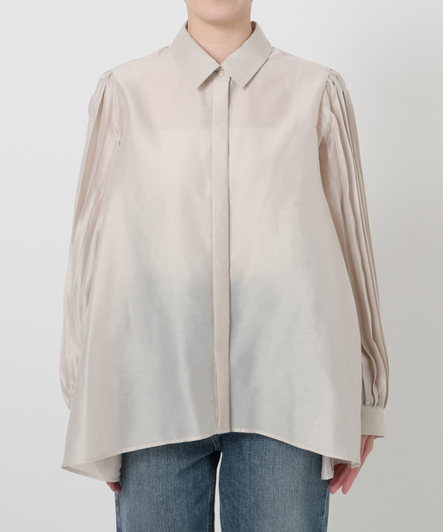 La TOTALITE（ラトータリテ）の「【洗える】オーガンザプリーツブラウス（シャツ/ブラウス・レディース・ベージュ/ネイビー・FREE）」の5枚目の写真