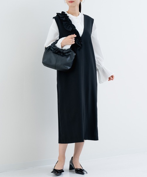 ANNA LUNA(アンナルナ)の「【ANNA LUNA】 華やぎ フリル ジャンパースカート(ジャンパースカート・レディース・ブラック/ベージュ・MEDIUM)」の6枚目の写真