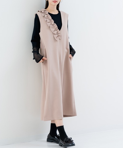 ANNA LUNA(アンナルナ)の「【ANNA LUNA】 華やぎ フリル ジャンパースカート(ジャンパースカート・レディース・ブラック/ベージュ・MEDIUM)」の16枚目の写真