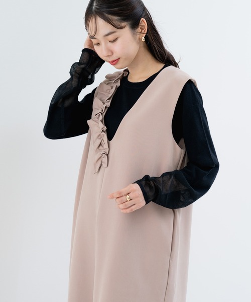 ANNA LUNA(アンナルナ)の「【ANNA LUNA】 華やぎ フリル ジャンパースカート(ジャンパースカート・レディース・ブラック/ベージュ・MEDIUM)」の15枚目の写真