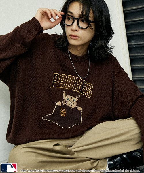 MLB(メジャーリーグベースボール)の「MLB/メジャーリーグベースボール 別注 ANIMAL KNIT TOPS/アニマルクルーネックニット(限定展開)(ニット/セーター・メンズ・グレー/ブラウン/ブラック・MEDIUM/LARGE/SMALL)」の1枚目の写真