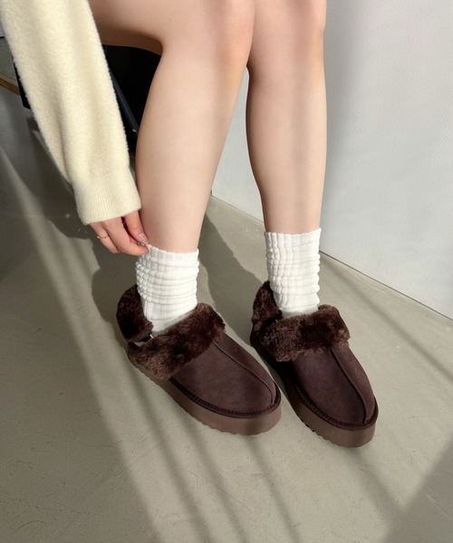 厚底 あったか 】 ムートン 2way サンダル /51320（スリッポン