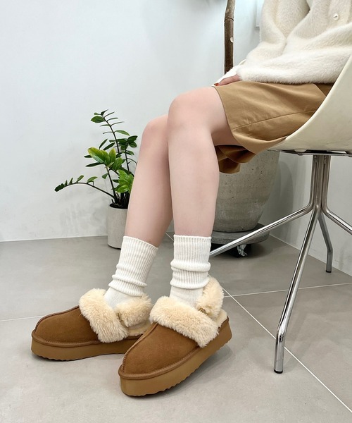 ORiental TRaffic（オリエンタルトラフィック）の「【 厚底 あったか 】 ムートン 2way サンダル /51320（ブーツ・レディース・ピンク/キャメル/ブラック/ブラウン/ベージュ・S/LL/L/M/SS/3L）」の7枚目の写真