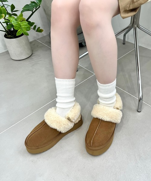 ORiental TRaffic（オリエンタルトラフィック）の「【 厚底 あったか 】 ムートン 2way サンダル /51320（ブーツ・レディース・ピンク/キャメル/ブラック/ブラウン/ベージュ・S/LL/L/M/SS/3L）」の9枚目の写真