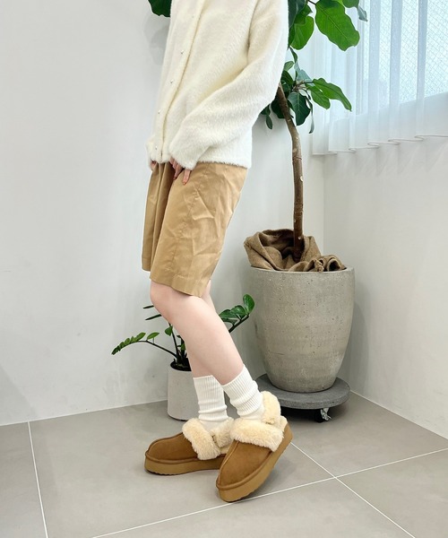 ORiental TRaffic（オリエンタルトラフィック）の「【 厚底 あったか 】 ムートン 2way サンダル /51320（ブーツ・レディース・ピンク/キャメル/ブラック/ブラウン/ベージュ・S/LL/L/M/SS/3L）」の10枚目の写真