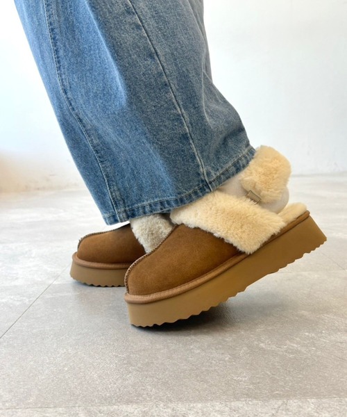 ORiental TRaffic（オリエンタルトラフィック）の「【 厚底 あったか 】 ムートン 2way サンダル /51320（ブーツ・レディース・ピンク/キャメル/ブラック/ブラウン/ベージュ・S/LL/L/M/SS/3L）」の12枚目の写真