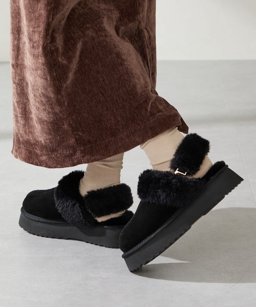 ORiental TRaffic（オリエンタルトラフィック）の「【 厚底 あったか 】 ムートン 2way サンダル /51320（ブーツ・レディース・ピンク/キャメル/ブラック/ブラウン/ベージュ・S/LL/L/M/SS/3L）」の16枚目の写真