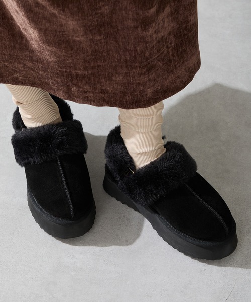 ORiental TRaffic（オリエンタルトラフィック）の「【 厚底 あったか 】 ムートン 2way サンダル /51320（ブーツ・レディース・ピンク/キャメル/ブラック/ブラウン/ベージュ・S/LL/L/M/SS/3L）」の15枚目の写真