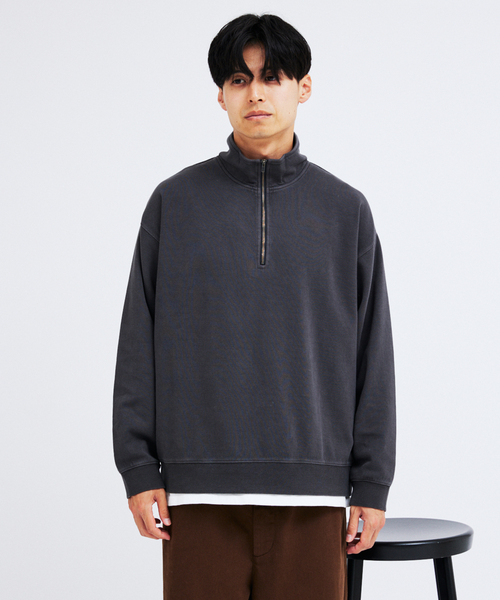 JOURNAL STANDARD(ジャーナルスタンダード)の「ダンボール ピグメント ハーフ ジップ スウェット(スウェット・メンズ・ネイビー/カーキ/ブラック系その他/ベージュ系その他・MEDIUM/LARGE)」の9枚目の写真
