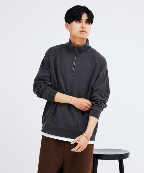 JOURNAL STANDARD(ジャーナルスタンダード)の「ダンボール ピグメント ハーフ ジップ スウェット(スウェット・メンズ・ネイビー/カーキ/ブラック系その他/ベージュ系その他・MEDIUM/LARGE)」の11枚目の写真
