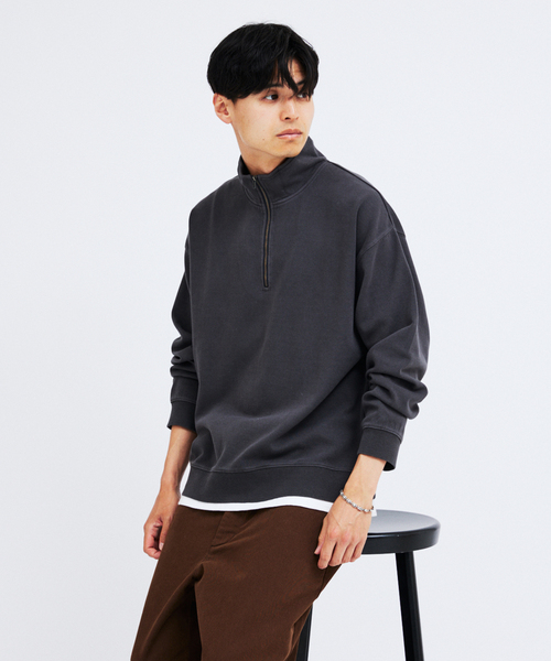 JOURNAL STANDARD(ジャーナルスタンダード)の「ダンボール ピグメント ハーフ ジップ スウェット(スウェット・メンズ・ネイビー/カーキ/ブラック系その他/ベージュ系その他・MEDIUM/LARGE)」の17枚目の写真