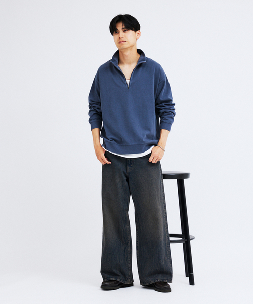 JOURNAL STANDARD(ジャーナルスタンダード)の「ダンボール ピグメント ハーフ ジップ スウェット(スウェット・メンズ・ネイビー/カーキ/ブラック系その他/ベージュ系その他・MEDIUM/LARGE)」の18枚目の写真