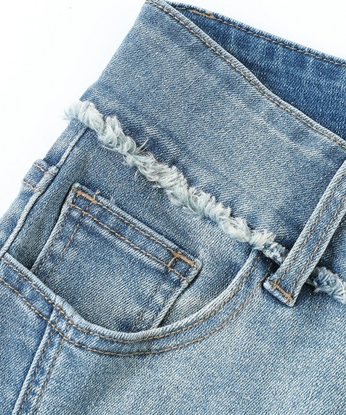 HANDO（ハンド）の「裾フリンジフレアデニムパンツ ハイウエスト ストレッチ【オフィスカジュアル】【きれいめカジュアル】 レディース 美シルエット 韓国風（デニムパンツ・レディース・ブラック/ブルー・XL/M/S/XXL/L）」の14枚目の写真