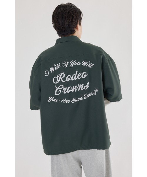RODEO CROWNS WIDE BOWL(ロデオクラウンズワイドボウル)の「バックロゴレイヤードシャツ(シャツ/ブラウス・メンズ・ホワイト/ダークグリーン/ブラック・MEDIUM/LARGE)」の9枚目の写真