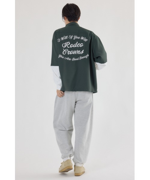 RODEO CROWNS WIDE BOWL(ロデオクラウンズワイドボウル)の「バックロゴレイヤードシャツ(シャツ/ブラウス・メンズ・ホワイト/ダークグリーン/ブラック・MEDIUM/LARGE)」の12枚目の写真