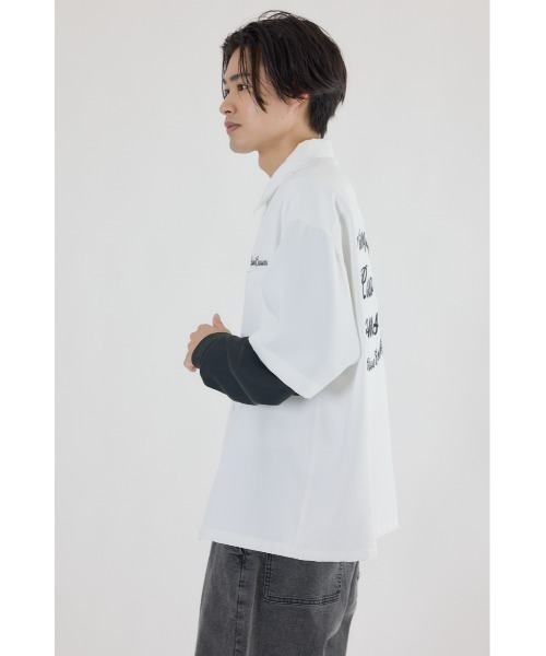 RODEO CROWNS WIDE BOWL(ロデオクラウンズワイドボウル)の「バックロゴレイヤードシャツ(シャツ/ブラウス・メンズ・ホワイト/ダークグリーン/ブラック・MEDIUM/LARGE)」の22枚目の写真