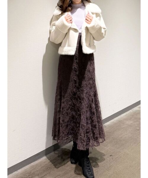 MERCURYDUO（マーキュリーデュオ）の「フェイクムートンボンバージャケット（ムートンコート・レディース・アイボリー/ベージュ・MEDIUM/SMALL）」の13枚目の写真