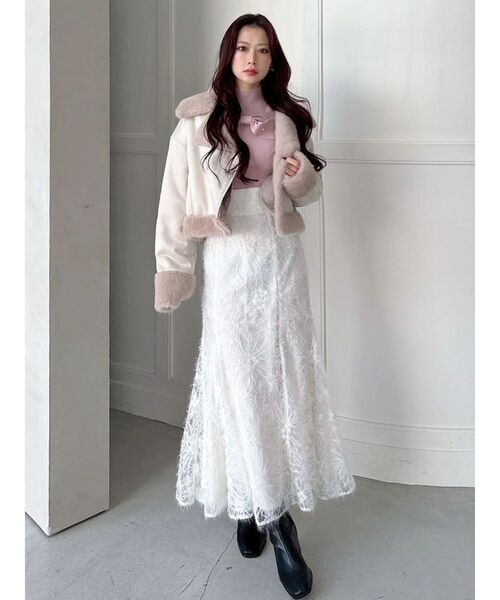 MERCURYDUO（マーキュリーデュオ）の「フェイクムートンボンバージャケット（ムートンコート・レディース・アイボリー/ベージュ・MEDIUM/SMALL）」の21枚目の写真