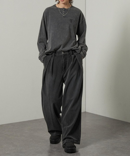 Alfred Alex（アルフレッドアレックス）の「【Alfred Alex】ヴィンテージ加工ピグメント コーデュロイワイドパンツ【セットアップ対応】（その他パンツ・メンズ・ブラック/ブラウン系/グレー・S/M/L）」の4枚目の写真