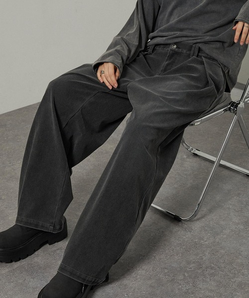 Alfred Alex（アルフレッドアレックス）の「【Alfred Alex】ヴィンテージ加工ピグメント コーデュロイワイドパンツ【セットアップ対応】（その他パンツ・メンズ・ブラック/ブラウン系/グレー・S/M/L）」の10枚目の写真