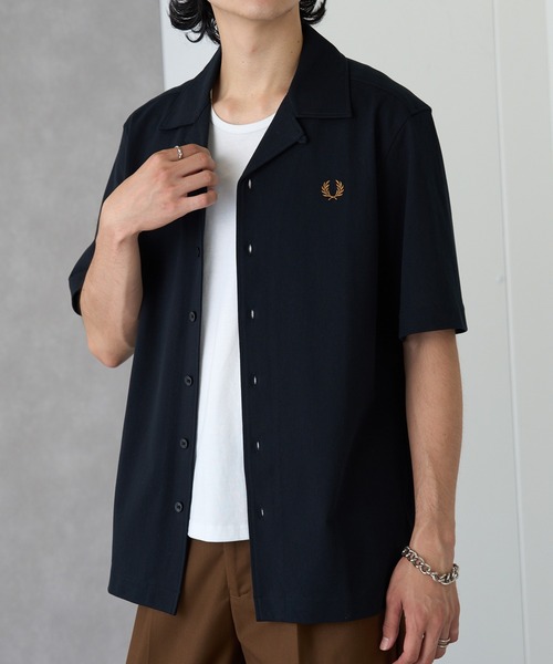 FRED PERRY(フレッドペリー)の「【FRED PERRY】COMPRESS MESH REVERE COLLAR SH M1745(シャツ/ブラウス・メンズ・ネイビー/オフホワイト/ブラック・M/S/XL/L)」の7枚目の写真