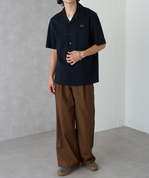 FRED PERRY(フレッドペリー)の「【FRED PERRY】COMPRESS MESH REVERE COLLAR SH M1745(シャツ/ブラウス・メンズ・ネイビー/オフホワイト/ブラック・M/S/XL/L)」の9枚目の写真