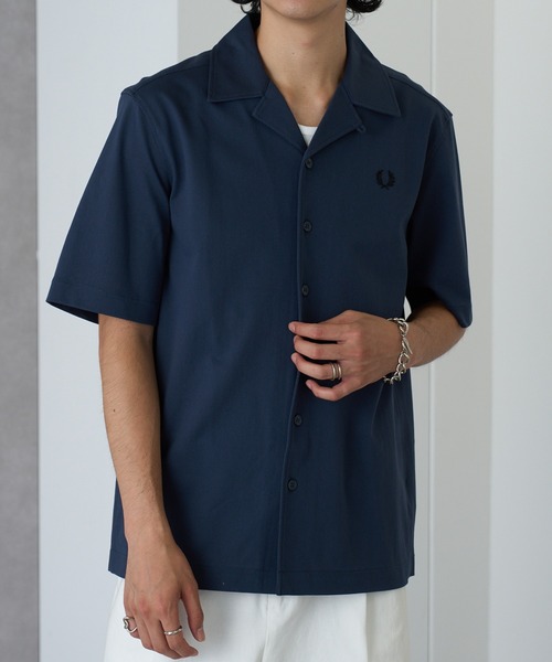 FRED PERRY（フレッドペリー）の「【FRED PERRY】COMPRESS MESH REVERE COLLAR SH M1745（シャツ/ブラウス・メンズ・ネイビー/オフホワイト/ブラック・M/S/XL/L）」の22枚目の写真