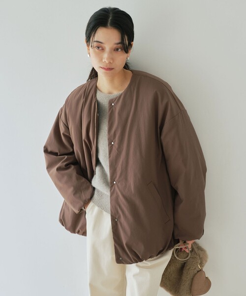 【定価19,800円】2024SS 機能素材 ノーカラーブルゾン XL 試着のみ セール】［size SHORTあり］パフィー ノーカラー ブルゾン 撥水 保温性