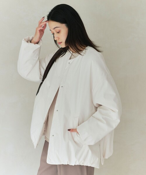 セール】［size SHORTあり］パフィー ノーカラー ブルゾン 撥水 保温性