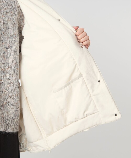 green label relaxing（グリーンレーベルリラクシング）の「［size SHORTあり］パフィー ノーカラー ブルゾン 撥水 保温性 ウォッシャブル（ブルゾン・レディース・オフホワイト/ブラック/ブラウン・SHORT/36/38）」の10枚目の写真