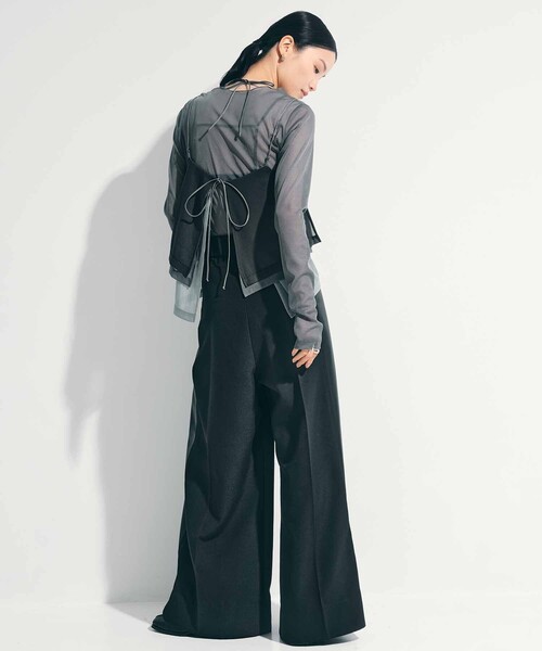 STUDIOUS(ステュディオス)の「【STUDIOUS/ステュディオス】Side Leather Flare Trousers/サイドレザーフレアトラウザー/スラックス/美脚パンツ/通勤パンツ/トレンドパンツ(スラックス・レディース・ブラック/ベージュ・1/2)」の17枚目の写真
