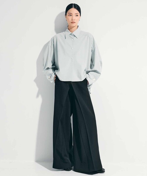 STUDIOUS(ステュディオス)の「【STUDIOUS/ステュディオス】Side Leather Flare Trousers/サイドレザーフレアトラウザー/スラックス/美脚パンツ/通勤パンツ/トレンドパンツ(スラックス・レディース・ブラック/ベージュ・1/2)」の21枚目の写真